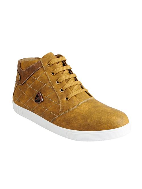 tan synthetic lace up sneakers - 12564170 - Very Small Image - 1