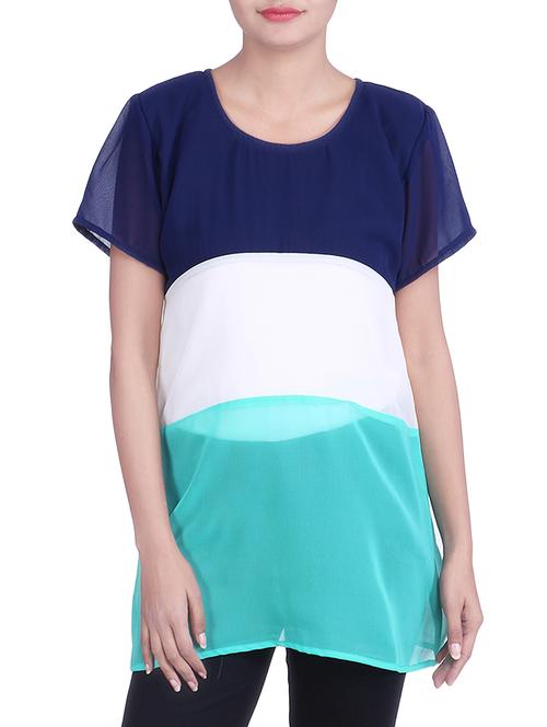colour block georgette top - 12564963 - Very Small Image - 1