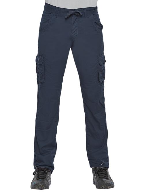 navy blue cotton cargos casual trousers - 12565428 - Very Small Image - 1