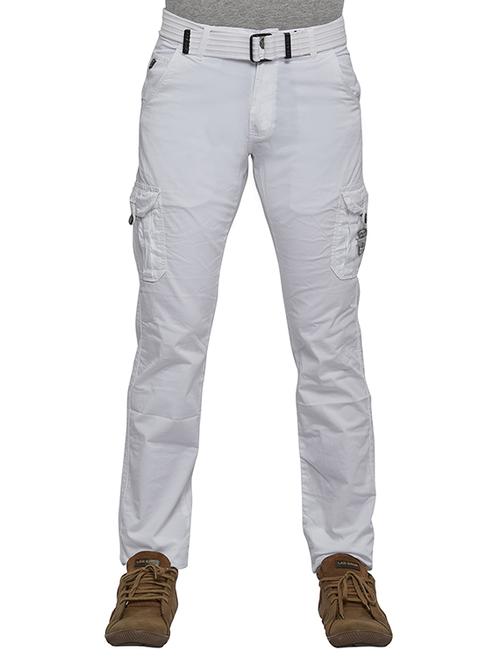 white cotton cargos casual trousers - 12565447 - Very Small Image - 1