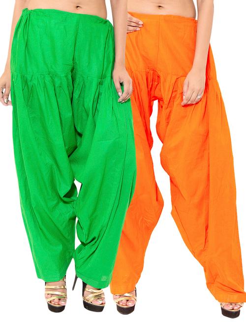 green & orange cotton patiyala salwar (set of 2) - 12569271 - Very Small Image - 1