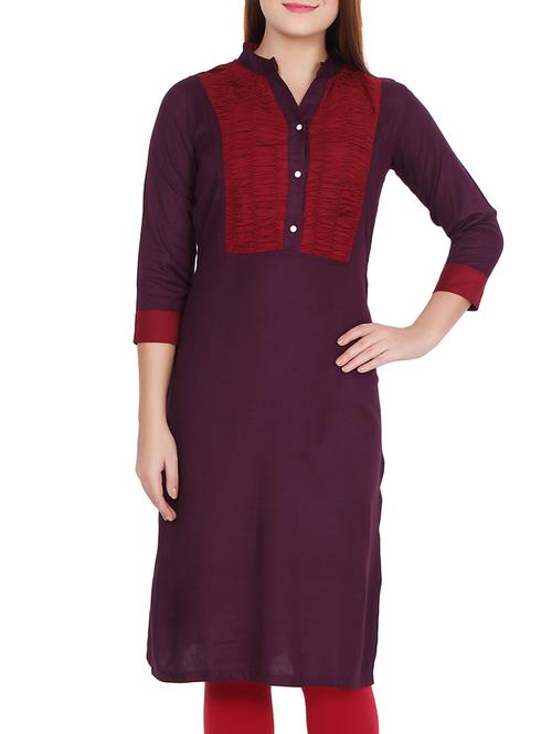 purple viscose straight kurti - 12573730 - Very Small Image - 1