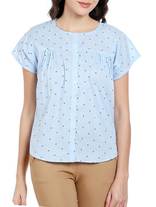 blue printed cotton top - 12575847 - Very Small Image - 1