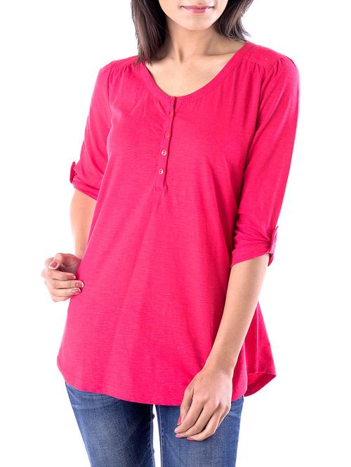 pink jersey solid tunic - 12577077 - Very Small Image - 1