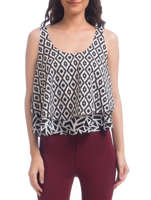 black floral printed layered flouncy top - 1257877 - Very Small Image - 1