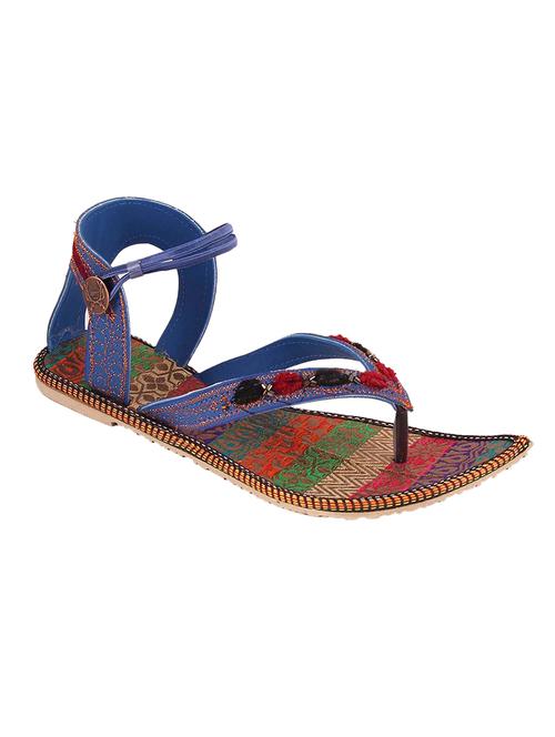 blue fabric kolhapuris - 12578908 - Very Small Image - 1