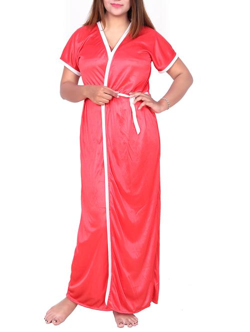 red satin gown set - 12578940 - Very Small Image - 1