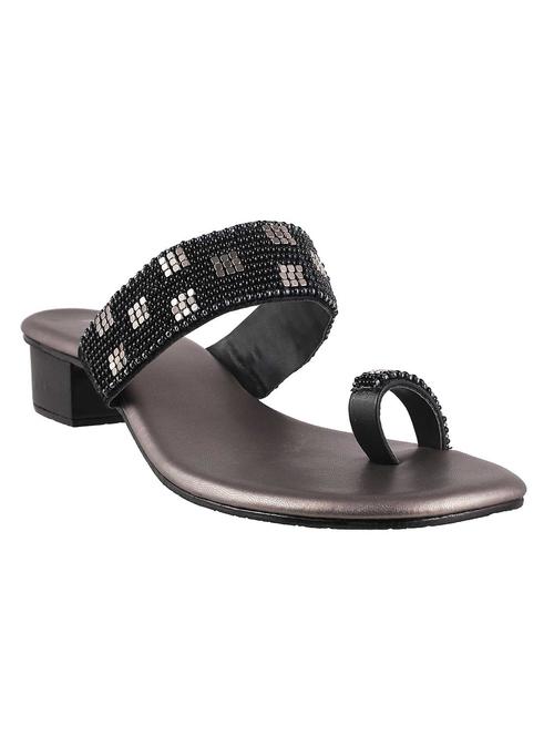 black sheet slip on sandals - 12580031 - Very Small Image - 1