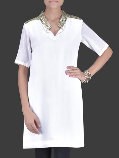 embellished white georgette kurta - 1258005 - Very Small Image - 1