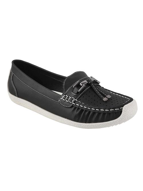 black faux leather slip on loafers - 12580112 - Very Small Image - 1