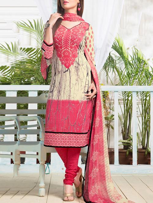 peach crepe unstitched suit - 12580242 - Very Small Image - 1