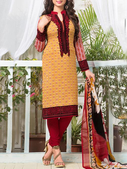 mustard crepe unstitched suit - 12580244 - Very Small Image - 1