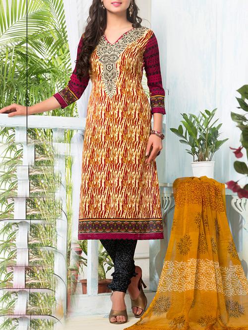 multi colored crepe unstitched suit - 12580245 - Very Small Image - 1