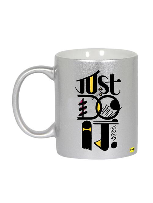 hamee customizable premium printed metallic silver ceramic coffee mug " just do it " - 12580978 - Very Small Image - 1