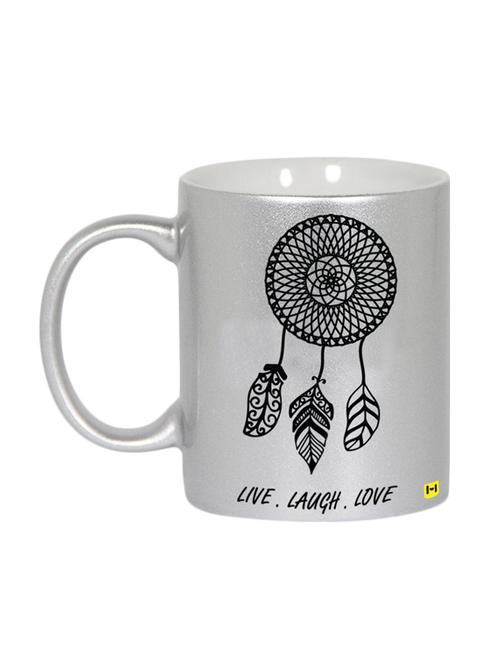 hamee customizable premium printed metallic silver ceramic coffee mug " live love laugh " - 12580988 - Very Small Image - 1