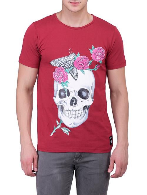 maroon cotton tshirt - 12581224 - Very Small Image - 1
