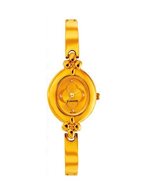 sonata analog champagne dial women's watch - 8093ym01 - 12583602 - Very Small Image - 1