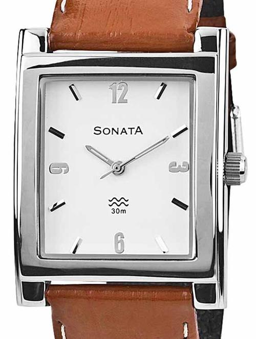 sonata analog white dial men's watch - nf7925sl03a - 12583837 - Very Small Image - 1