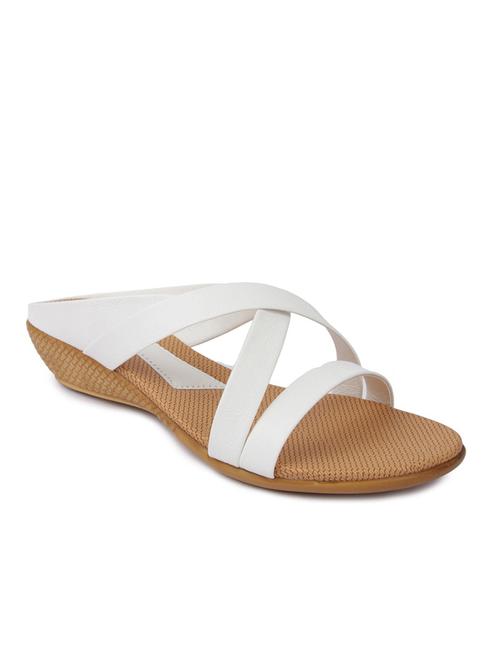 white leatherette slip on sandals - 12585217 - Very Small Image - 1