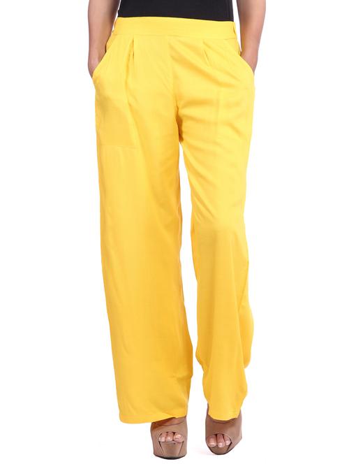 yellow viscose palazzos - 12585792 - Very Small Image - 1