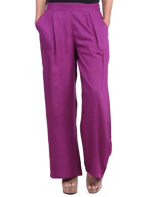 purple viscose palazzos - 12585795 - Very Small Image - 1