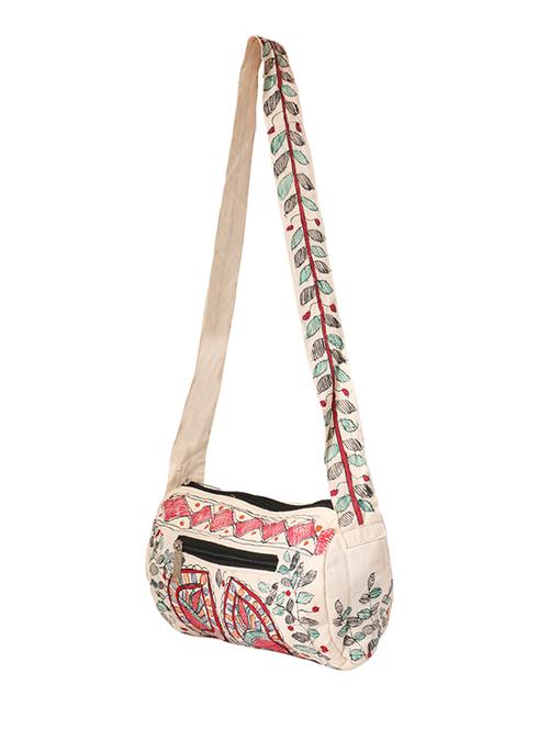 imithila madhubani style fish & flowers handpainted shoulder bags for women and girls - 12586017 - Very Small Image - 1