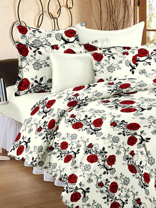 cotton red 1 double bedsheet with 2 pillow cover - 12587230 - Very Small Image - 1