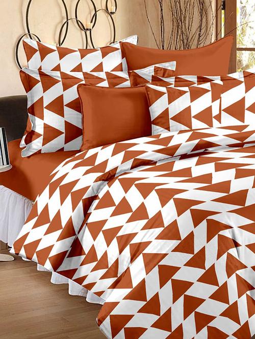 cotton brown 1 double bedsheet with 2 pillow cover - 12587247 - Very Small Image - 1