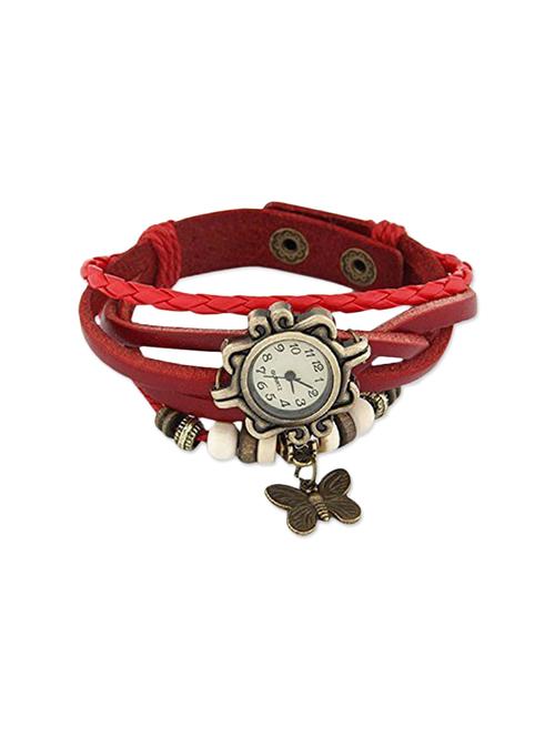 vintage charm red leather bracelet watch - 12588941 - Very Small Image - 1