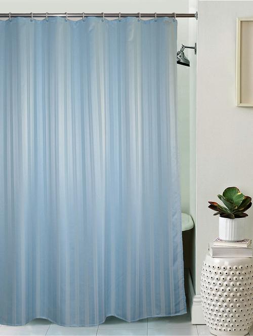 lushomes unidyed light blue polyester shower curtain with 12 plastic eyelets - 12589457 - Very Small Image - 1