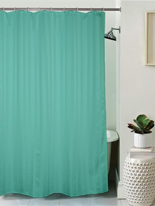 lushomes unidyed green polyester shower curtain with 12 plastic eyelets - 12589459 - Very Small Image - 1