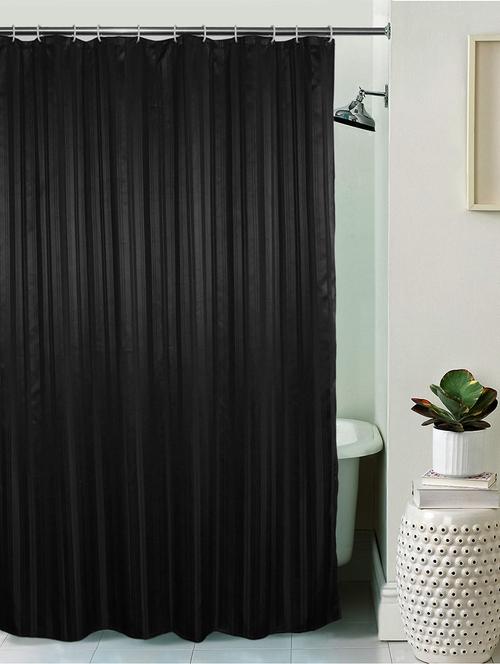 lushomes unidyed black polyester shower curtain with 12 plastic eyelets - 12589461 - Very Small Image - 1
