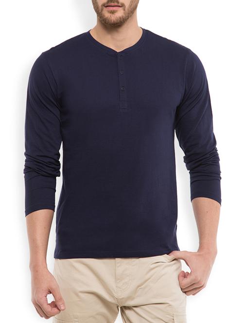 solid navy blue cotton t-shirt - 12590320 - Very Small Image - 1
