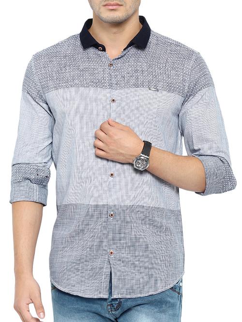 grey cotton printed casual shirt - 12591813 - Very Small Image - 1