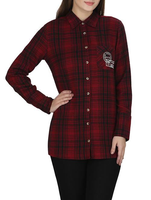red checkered cotton regular shirt - 12592160 - Very Small Image - 1
