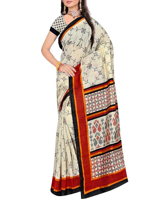 white printed bhagalpuri saree with blouse - 12593599 - Very Small Image - 1