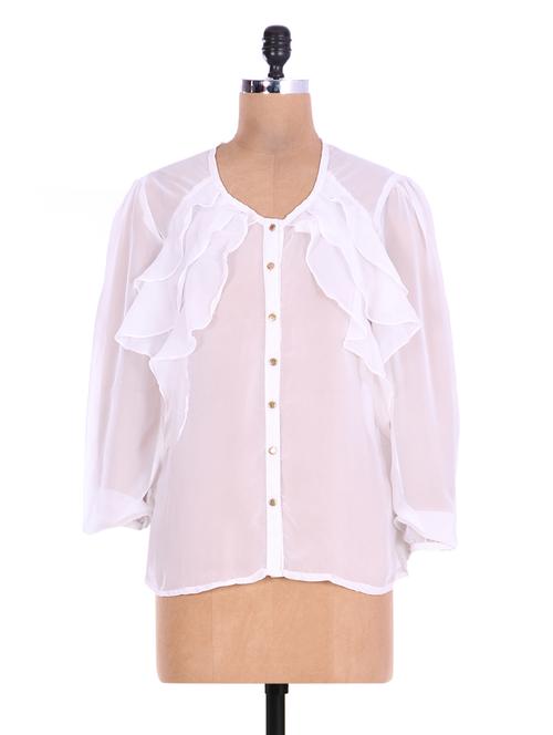 white georgette plain top - 1260344 - Very Small Image - 1