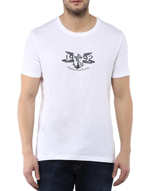 white cotton chest print tshirt - 12619265 - Very Small Image - 1
