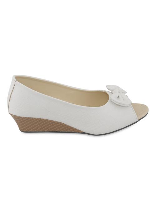 white bow embellished peep-toe wedges - 1264144 - Very Small Image - 1