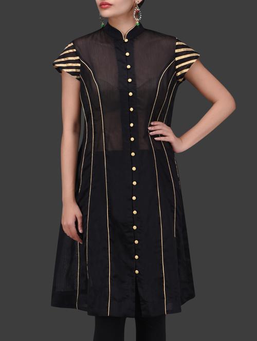 black chanderi silk jacket - 1265540 - Very Small Image - 1