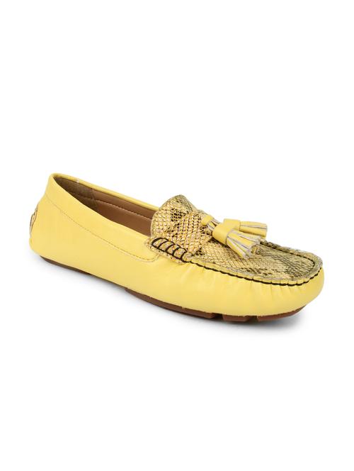 Yellow Snake-Print Tasselled Leatherette Loafers - 1266787 - Very Small Image - 1