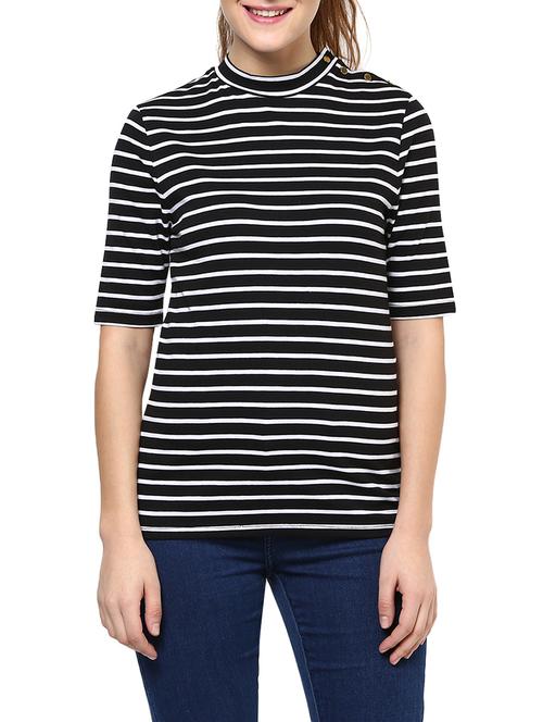 black striped cotton regular top - 12691216 - Very Small Image - 1