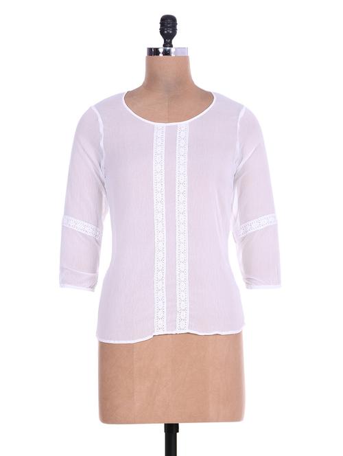 solid white paneled chiffon top - 1270887 - Very Small Image - 1