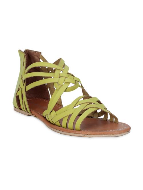 lime green multi strapped leather flats - 1271440 - Very Small Image - 1