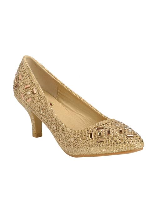 gold leatherette slip on pumps - 12717897 - Very Small Image - 1