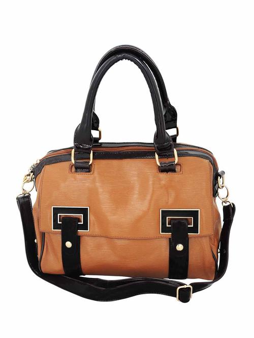 brown synthetic leather handbag - 12717959 - Very Small Image - 1