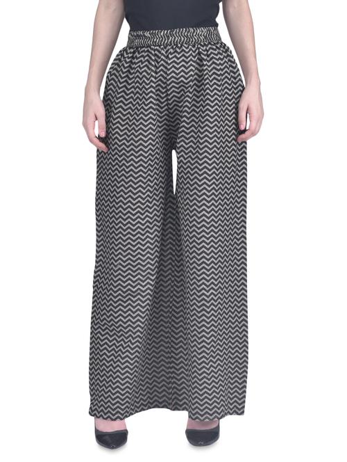 black and grey cotton printed palazzo - 1274032 - Very Small Image - 1