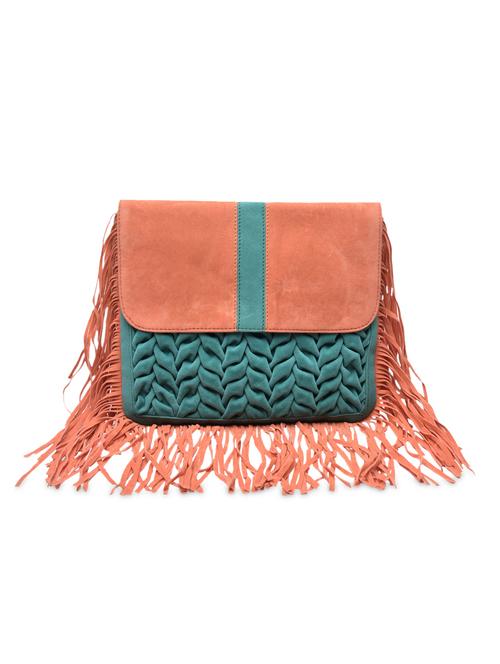 orange and green fringed suede clutch - 1274048 - Very Small Image - 1