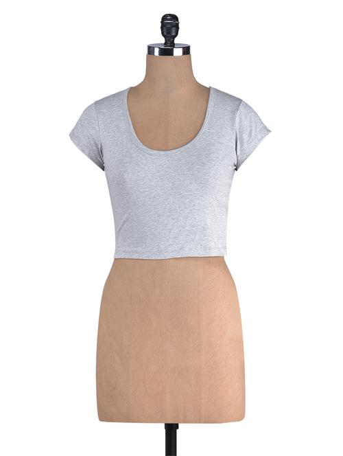 grey cotton lycra crop top - 1275356 - Very Small Image - 1