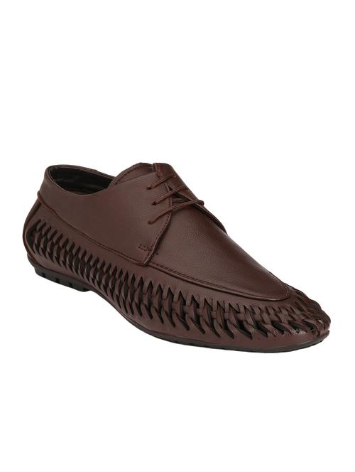 brown leatherette lace up shoe - 12753849 - Very Small Image - 1
